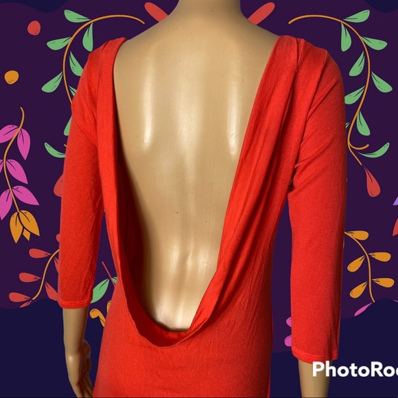Victoria’s Secret orange/red knit dress with low cut back size Medium - Picture 5 of 7